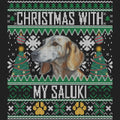 Ugly Sweater Christmas with My Saluki - Women's V-Neck Long Sleeve T-Shirt