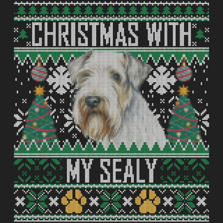 Ugly Sweater Christmas with My Sealyham Terrier - Women's V-Neck Long Sleeve T-Shirt