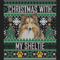 Ugly Sweater Christmas with My Shetland Sheepdog - Women's V-Neck Long Sleeve T-Shirt