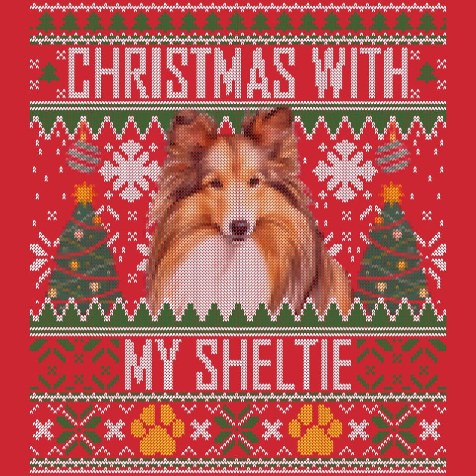 Ugly Sweater Christmas with My Shetland Sheepdog - Adult Unisex Long Sleeve T-Shirt