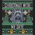 Ugly Sweater Christmas with My Skye Terrier - Women's V-Neck Long Sleeve T-Shirt