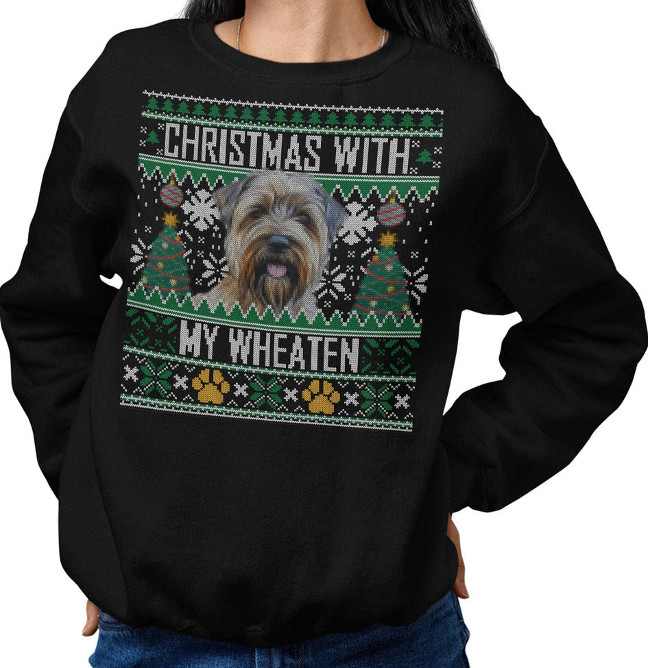 Ugly Sweater Christmas with My Soft Coated Wheaten Terrier - Adult Unisex Crewneck Sweatshirt