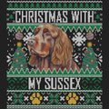 Ugly Sweater Christmas with My Sussex Spaniel - Women's V-Neck Long Sleeve T-Shirt