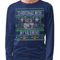 Ugly Sweater Christmas with My Swedish Vallhund - Adult Unisex Long Sleeve T-Shirt