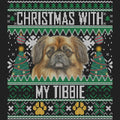 Ugly Sweater Christmas with My Tibetan Spaniel - Women's V-Neck Long Sleeve T-Shirt