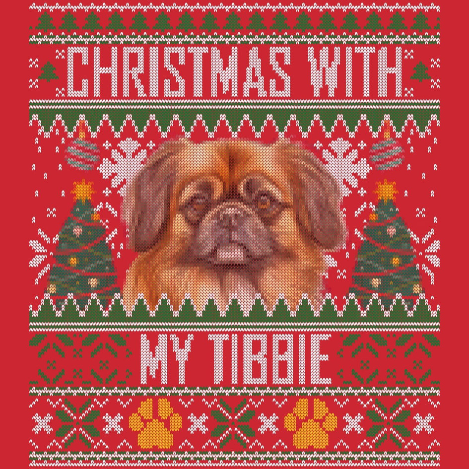 Ugly Sweater Christmas with My Tibetan Spaniel - Adult Unisex Long Sleeve T-Shirt