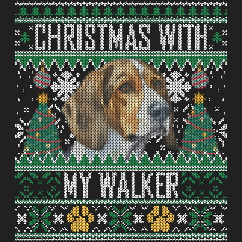 Ugly Sweater Christmas with My Treeing Walker Coonhound - Women's V-Neck Long Sleeve T-Shirt