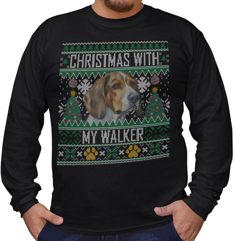 Ugly Sweater Christmas with My Treeing Walker Coonhound - Adult Unisex Long Sleeve T-Shirt