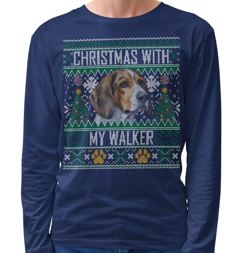 Ugly Sweater Christmas with My Treeing Walker Coonhound - Adult Unisex Long Sleeve T-Shirt