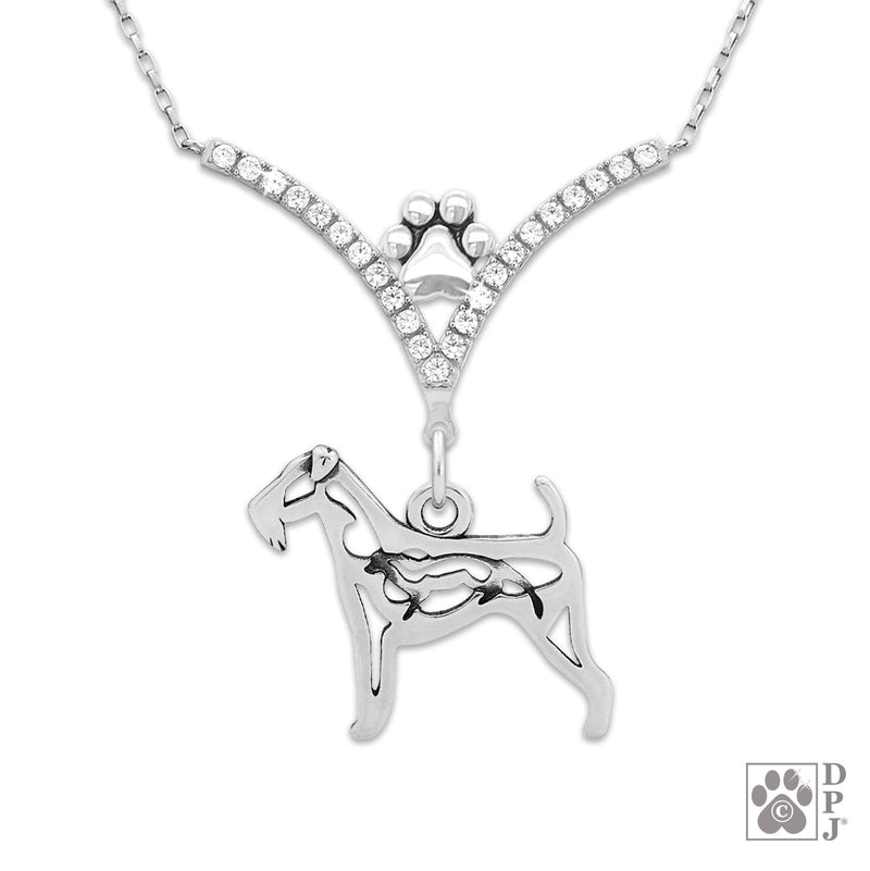 Airedale Terrier w/Otter VIP  CZ Necklace, Body