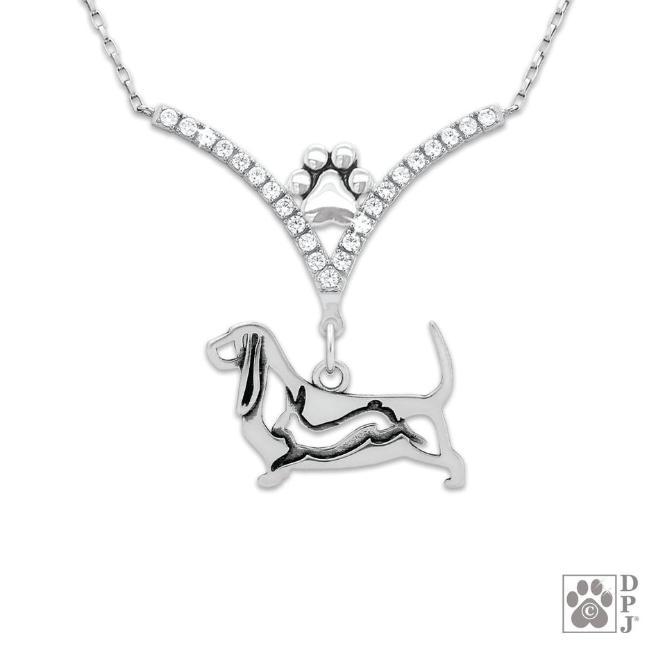 VIP Basset Hound, w/Rabbit in Body VIP Necklace