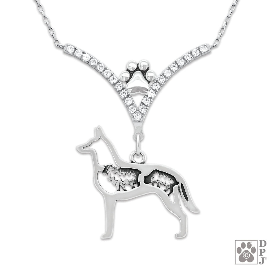 Belgian Malinois w/Sheep VIP  CZ Necklace, Body