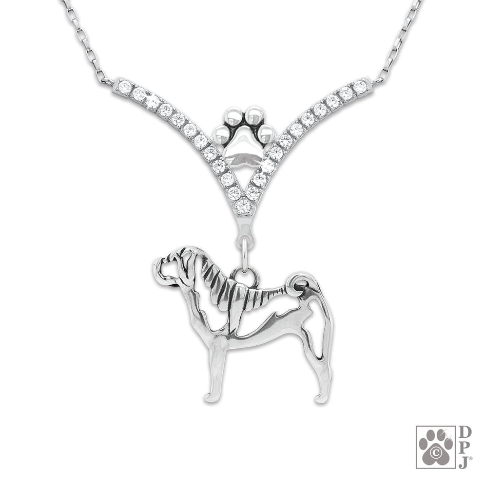 Chinese Shar-Pei VIP  CZ Necklace, Body