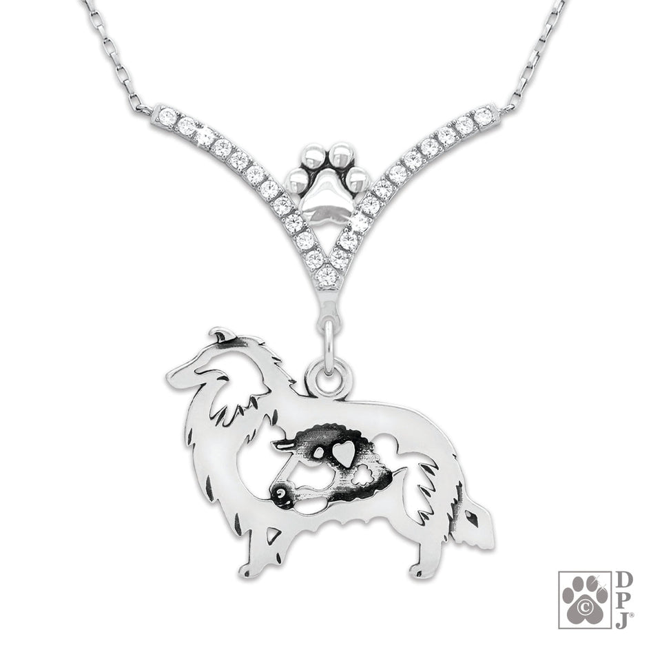 VIP Collie Rough Coat w/Sheep CZ Necklace, Body