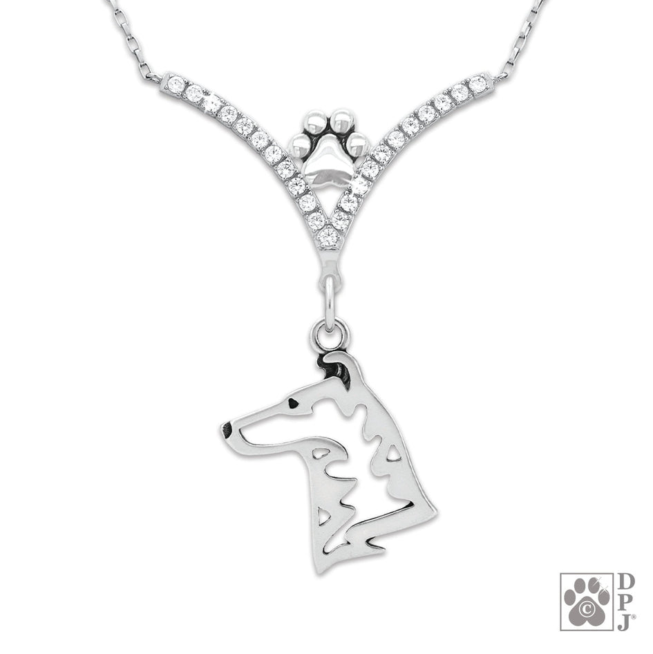 VIP Collie Smooth Coat CZ Necklace, Head