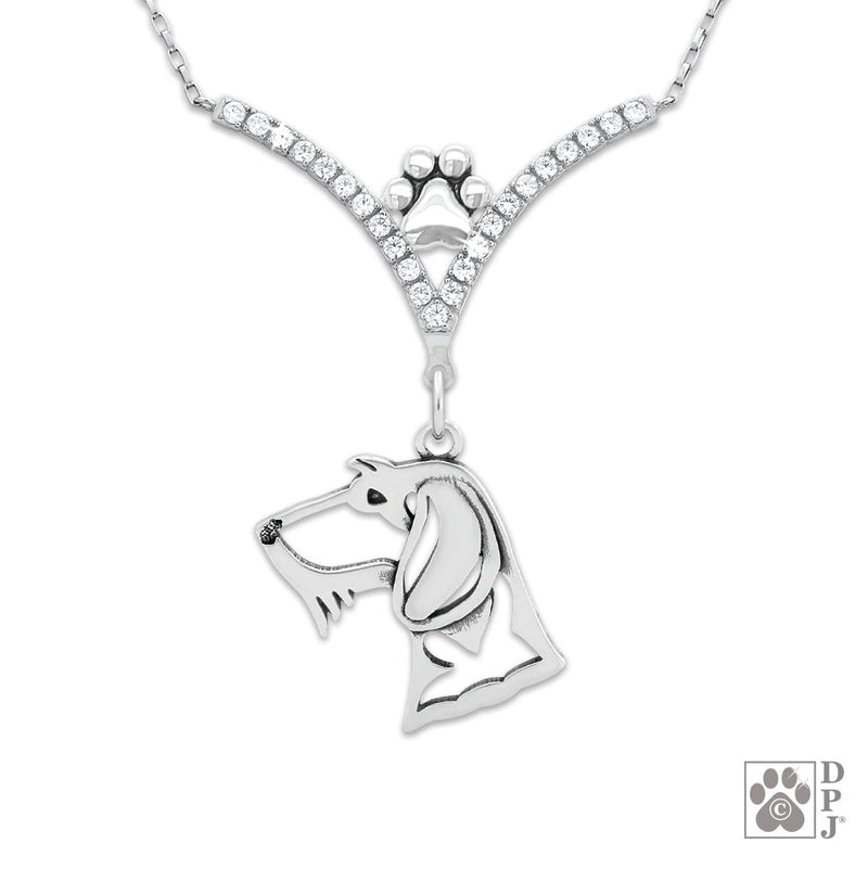 Dachshund Wirehaired VIP  CZ Necklace, Head