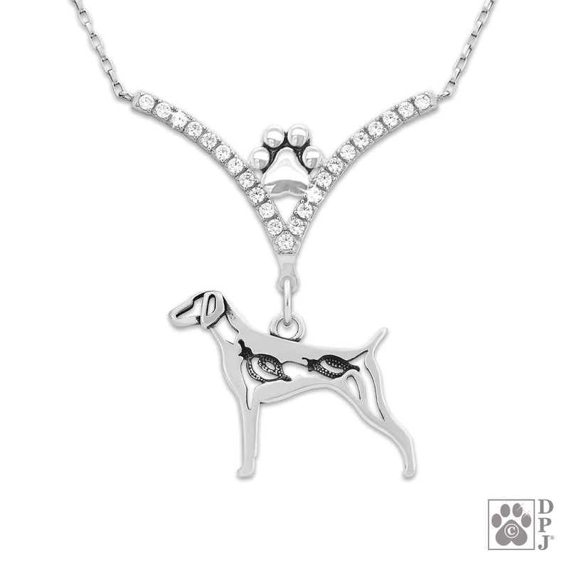 VIP German Shorthaired Pointer w/Quail CZ Necklace, Body