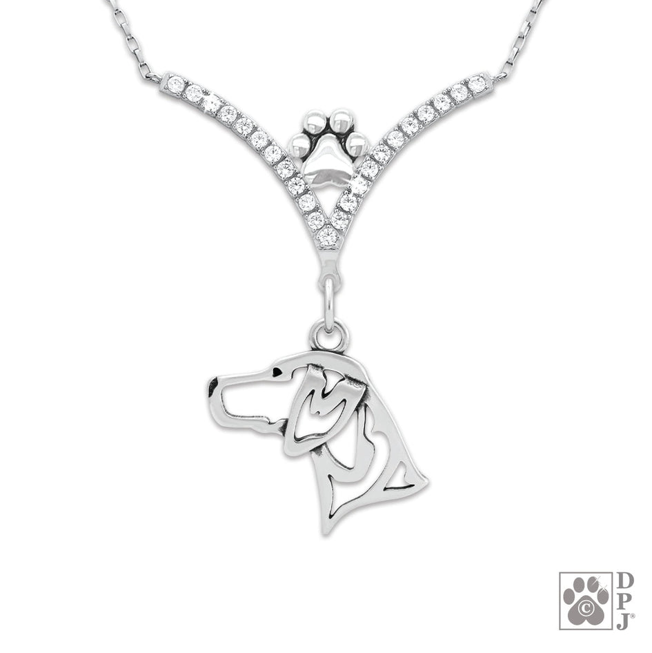 German Shorthaired Pointer VIP  CZ Necklace, Head
