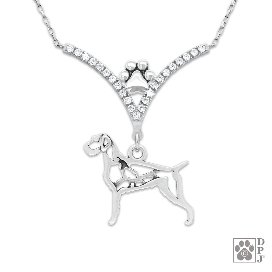 VIP German Wirehaired Pointer CZ Necklace, Body