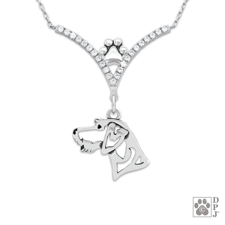 VIP German Wirehaired Pointer CZ Necklace, Head