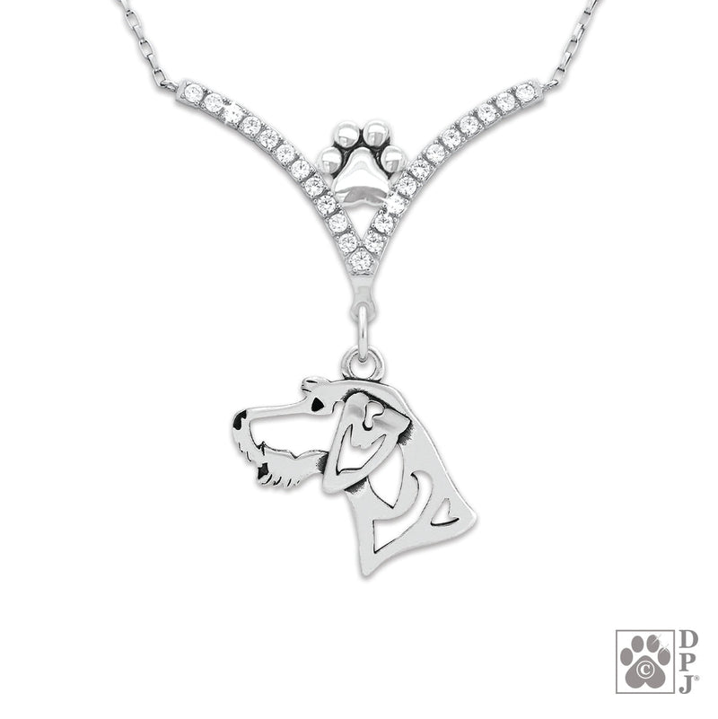 VIP German Wirehaired Pointer CZ Necklace, Head