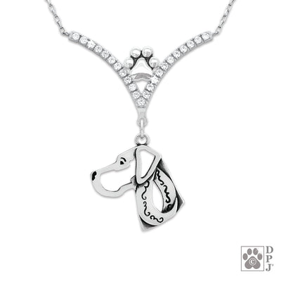 Great Dane Natural Ears VIP CZ Necklace, Head