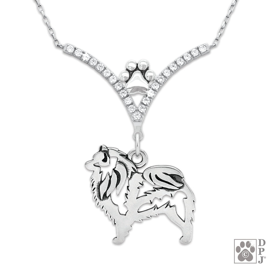 Keeshond VIP CZ Necklace, Body