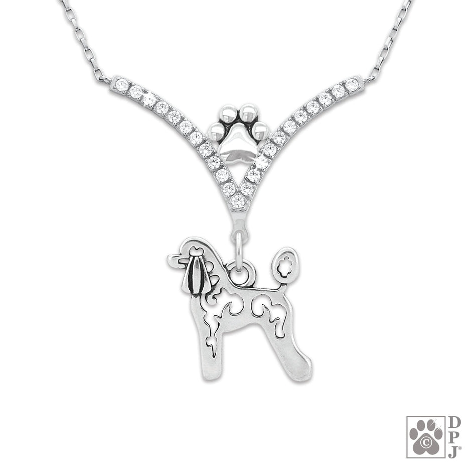 VIP Poodle Lamb Trim CZ Necklace, Body