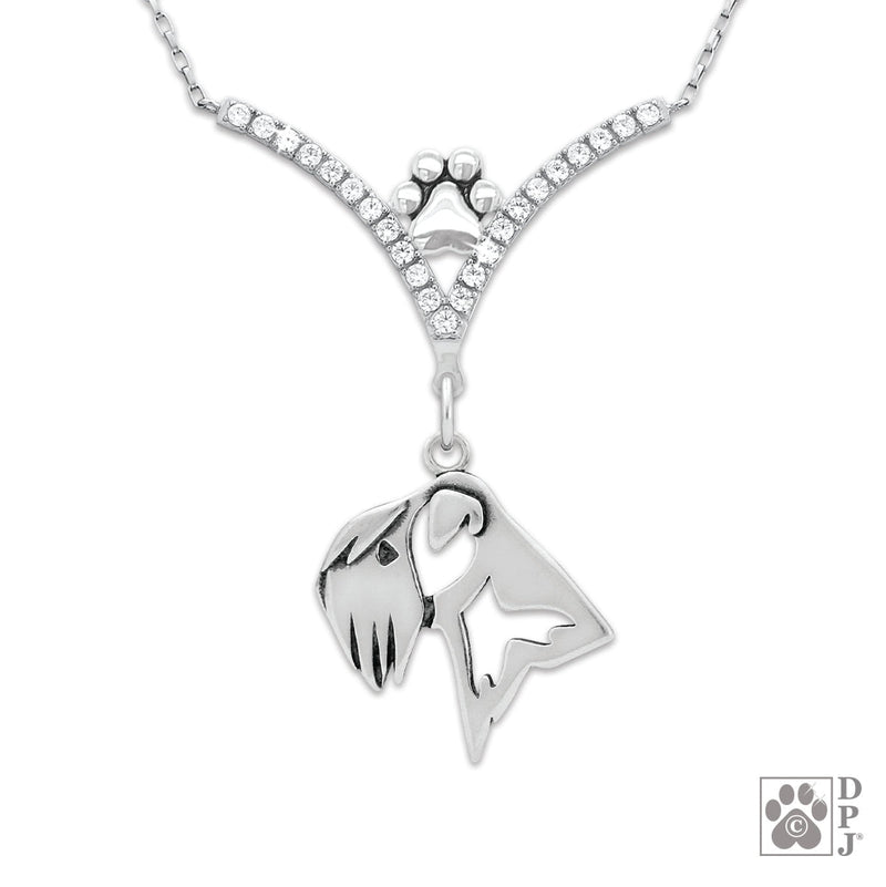 VIP Soft Coated Wheaten Terrier CZ Necklace, Head