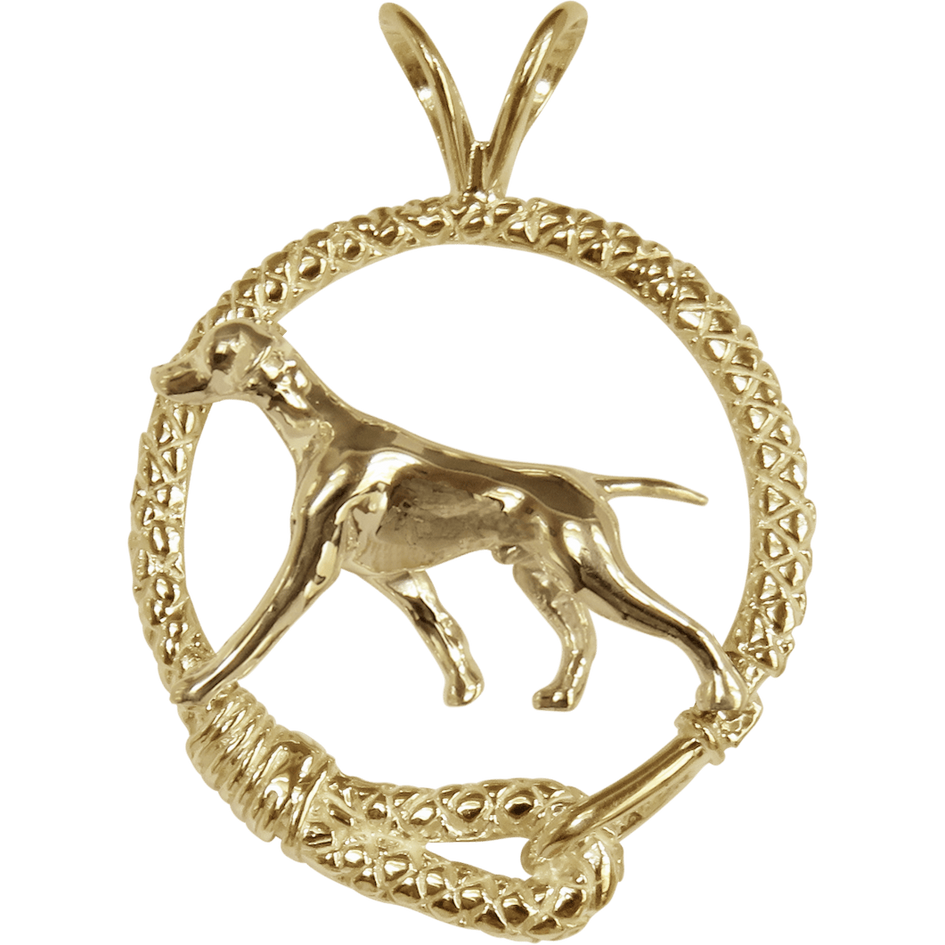 Solid 14K Gold Vizsla Leash Pendant