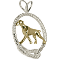 Solid 14K Gold Vizsla in Sterling Silver Leash Pendant