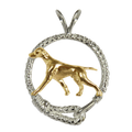 Solid 14K Gold Vizsla in Sterling Silver Leash Pendant