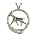 Vizsla in Solid Sterling Silver Leash Pendant