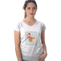 Pembroke Welsh Corgi (Red) Happy Howlidays Text - Women's V-Neck T-Shirt