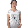 Pembroke Welsh Corgi (Tri-Color) Happy Howlidays Text - Women's V-Neck T-Shirt