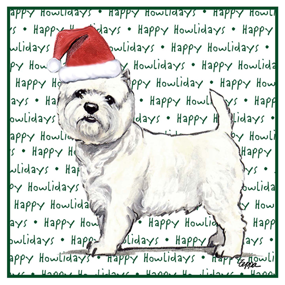 West Highland White Terrier Happy Howlidays Text - Women's V-Neck T-Shirt