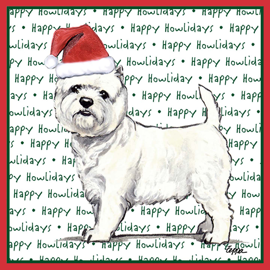 West Highland White Terrier Happy Howlidays Text - Adult Unisex Long Sleeve T-Shirt