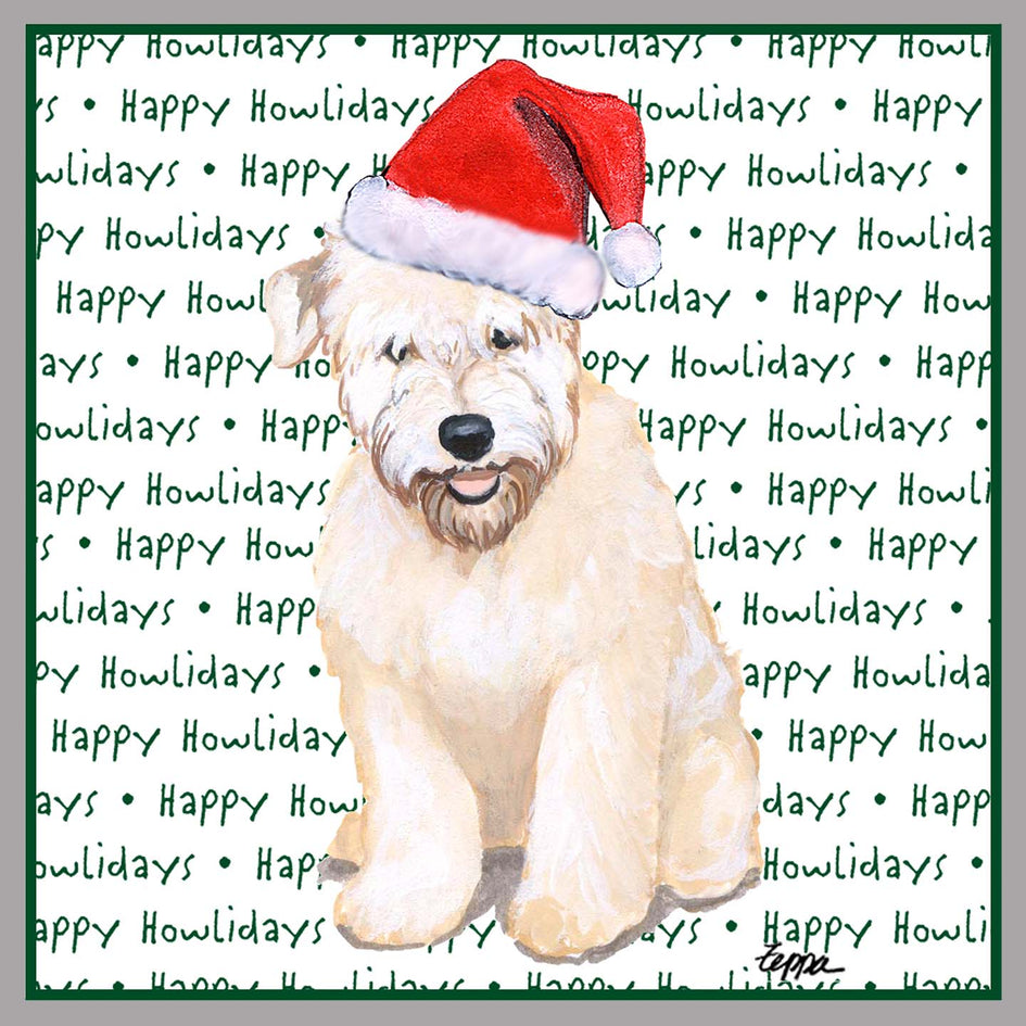 Soft Coated Wheaten Terrier Puppy Happy Howlidays Text - Adult Unisex Crewneck Sweatshirt