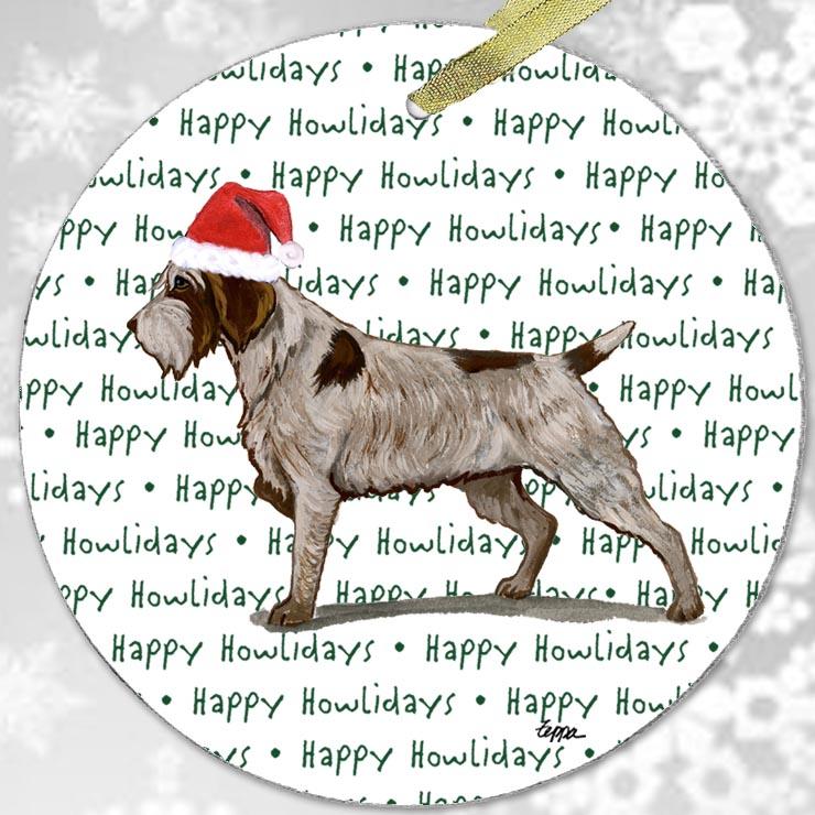 Wirehaired Pointing Griffon "Happy Howlidays" Ornament