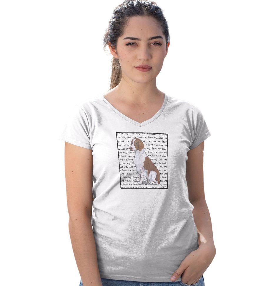 Welsh Springer Spaniel Love Text - Women's V-Neck T-Shirt