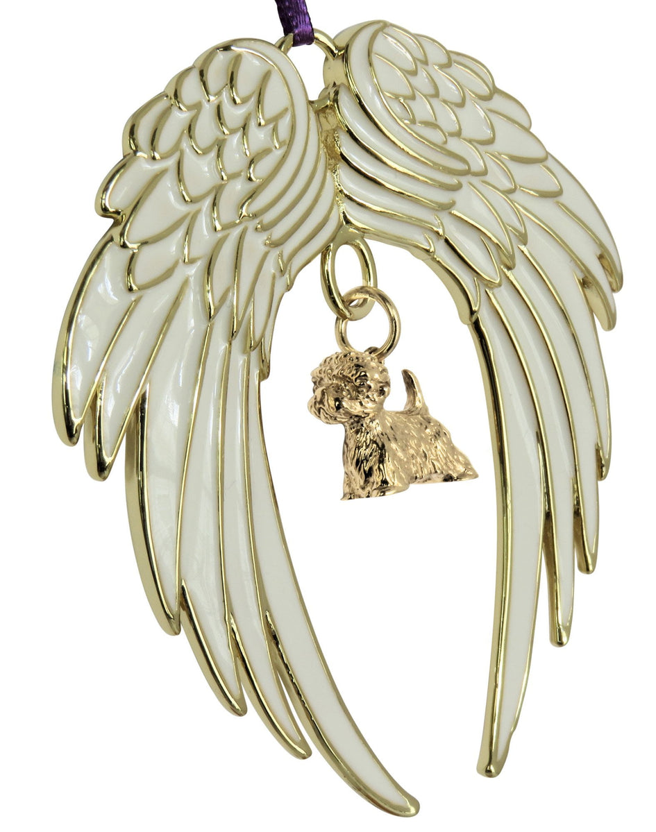 West Highland White Terrier Westie Gold Plated Holiday Angel Wing