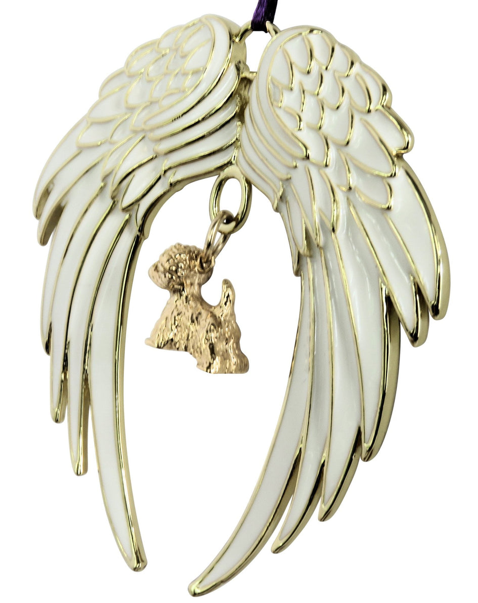 West Highland White Terrier Westie Gold Plated Holiday Angel Wing Ornament