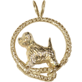 Solid 14K Gold West Highland White Terrier Leash Pendant