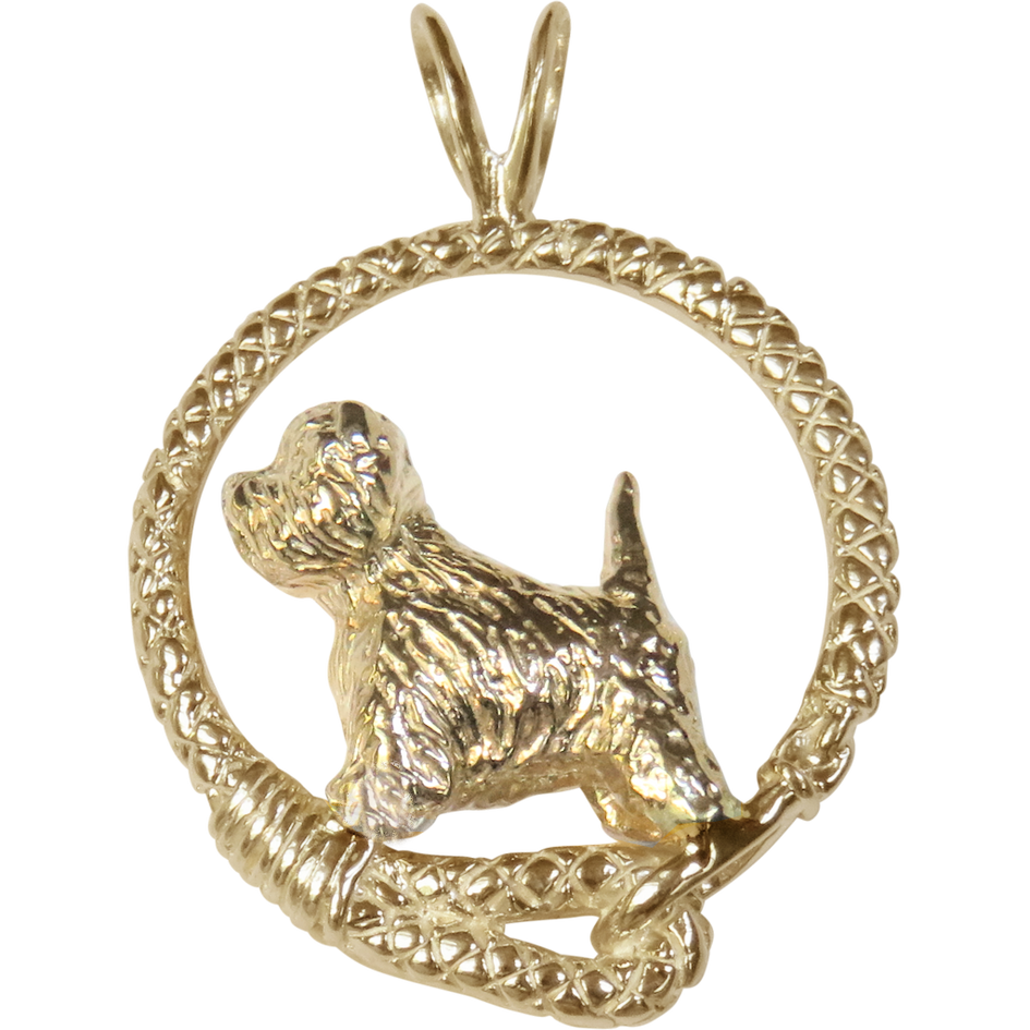 Solid 14K Gold West Highland White Terrier Leash Pendant