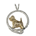 Solid 14K Gold West Highland White Terrier in Sterling Silver Leash Pendant