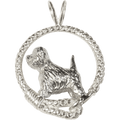 West Highland White Terrier in Solid Sterling Silver Leash Pendant