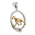 Solid 14K Gold Whippet in Sterling Silver Leash Pendant