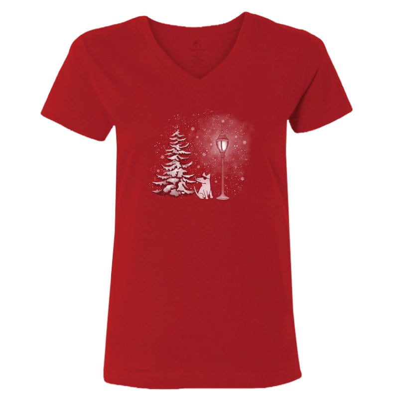 Winter Lampost - Ladies T-Shirt V-Neck