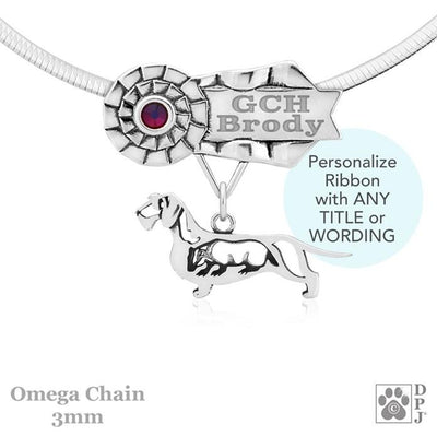 Dachshund, Wirehaired, Body, Engravable Ribbon Charm Holder