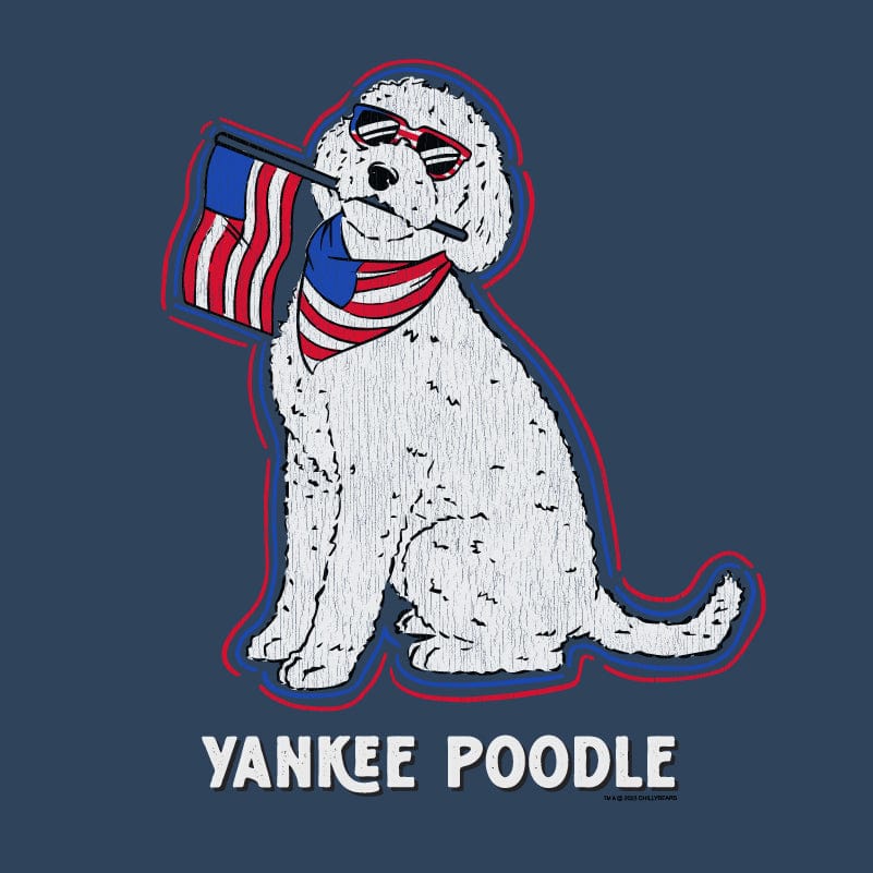 Teddy The Dog Yankee Poodle - Ladies T-Shirt V-Neck X-Large / Navy